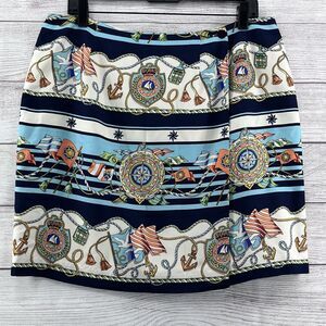 Talbots Silk Wrap Skirt Nautical Printed Size‎ 10P